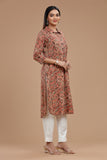 HANDBLOCK KALAMKARI WOMEN KURTA WITH COLLAR