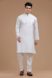 WHITE HANDLOOM COTTON LONG KURTA