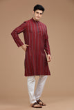 MAROON COTTON DOBBY LONG KURTA