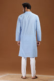 BLUE LINEN COTTON LONG KURTA