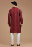 MAROON COTTON DOBBY LONG KURTA