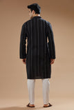 BLACK COTTON DOBBY LONG KURTA