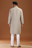 GREEN COTTON DOBBY LONG KURTA