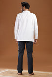 WHITE HANDLOOM COTTON FULL SLEEVES SHORT KURTA