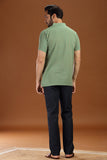 GREEN DOBBY COTTON SHORT KURTA HALF SLEEVES