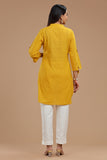 SLUB COTTON KURTI WITH ROLL UP SLEEVES