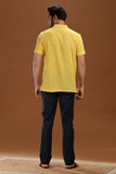 YELLOW DOBBY COTTON SHORT KURTA HALF SLEEVES