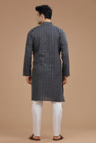 BLACK COTTON DOBBY LONG KURTA