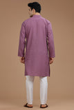 PURPLE COTTON DOBBY LONG KURTA