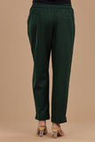 GREEN COTTON SLUB PANTS