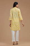 BLOCKPRINT COTTON KURTI WITH ROLL UP SLEEVES