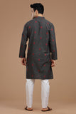 GREY COTTON DOBBY LONG KURTA