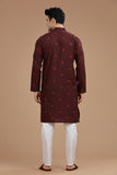 MAROON COTTON DOBBY LONG KURTA