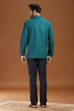 GREEN LINEN COTTON FULL SLEEVES SHORT KURTA