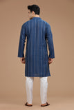 BLUE COTTON DOBBY LONG KURTA