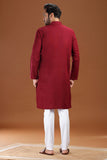 MAROON LINEN COTTON LONG KURTA