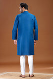 BLUE LINEN COTTON LONG KURTA