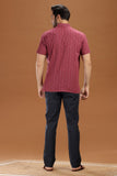 MAROON DOBBY COTTON SHORT KURTA HALF SLEEVES