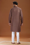 BROWN LINEN COTTON LONG KURTA