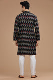 BLACK IKAT FINE COUNT COTTON LONG KURTA