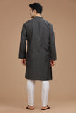 GREY COTTON SLUB LONG KURTA