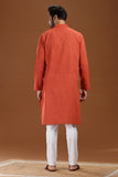 RUST COTTON DOBBY LONG KURTA