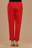 RED COTTON SLUB PANTS