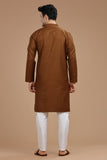 BROWN LUSTRE COTTON LONG KURTA