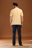 YELLOW DOBBY COTTON SHORT KURTA HALF SLEEVES