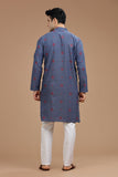 BLUE COTTON DOBBY LONG KURTA