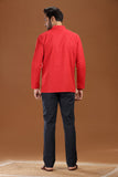 RED LINEN COTTON FULL SLEEVES SHORT KURTA