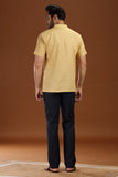 BEIGE LINEN COTTON HALF SLEEVES SHORT KURTA