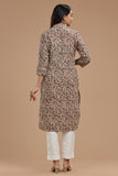 HANDBLOCK KALAMKARI WOMEN KURTA WITH COLLAR