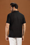 BLACK LINEN COTTON HALF SLEEVES SHORT KURTA