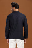 BLACK LINEN COTTON FULL SLEEVES SHORT KURTA