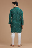 GREEN IKAT FINE COTTON LONG KURTA