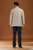 GREY DOBBY COTTON SHORT KURTA FULL SLEEVES
