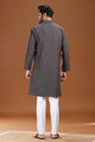 GREY COTTON DOBBY LONG KURTA