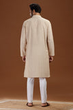 BEIGE COTTON DOBBY LONG KURTA