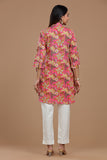 BLOCKPRINT COTTON KURTI WITH ROLL UP SLEEVES