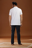 WHITE HANDLOOM COTTON HALF SLEEVES SHORT KURTA