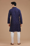 BLUE IKAT FINE COUNT COTTON LONG KURTA