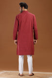 MAROON COTTON DOBBY LONG KURTA