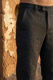 100% cotton handspun handwoven trousers with unique handmade texture.Authentic handwoven cotton trousers showcasing natural handmade texture