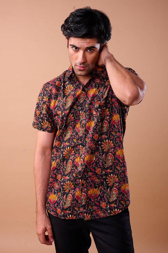 Hand Block Print Cotton Shirt with Half Sleeves - Traditional Artistry meets Contemporary Fashion