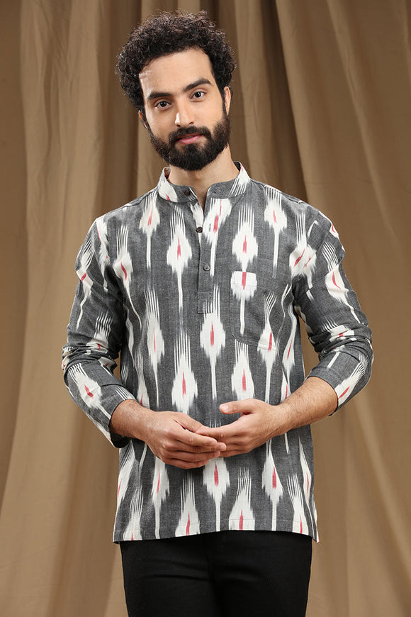 Discover the finest collection of men's cotton ikat short kurtas with Full sleeves, combining trendy designs and unmatched comfort. Explore a wide range of traditional and contemporary patterns that showcase the beauty of Indian craftsmanship. Elevate your style with these exquisite kurtas, perfect for any occasion. IKAT COTTON SHORT KURTA,kurtas for men,mens kurtas,men kurtas,men short kurtas,short kurtas for men,mens short kurtas,buy kurtas online,buy online kurtas,mens Full sleeves short kurtas,