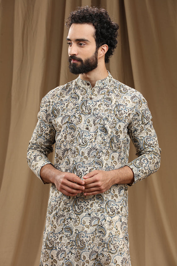 HAND BLOCK KALAMKARI COTTON LONG KURTA