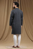 BLACK COTTON DOBBY LONG KURTA