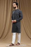 BLACK COTTON DOBBY LONG KURTA