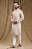 CREAM COTTON DOBBY LONG KURTA